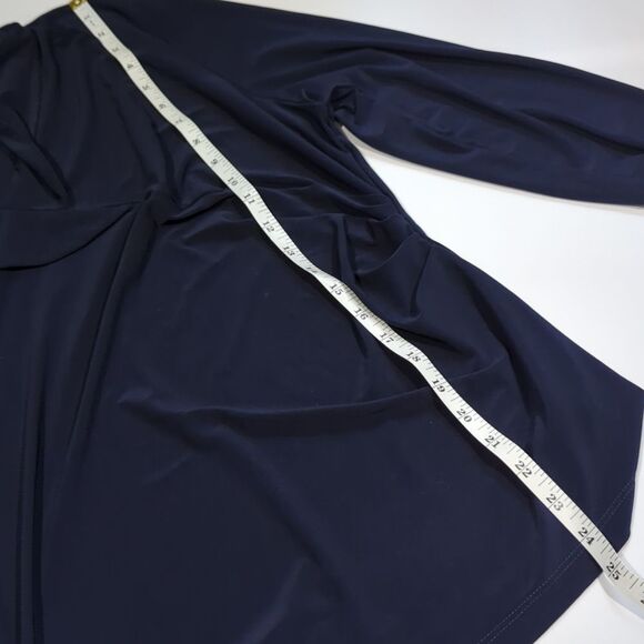 Clara Sun Woo Top Womens 1X Blue Long Sleeve Blouse - Picture 9 of 9